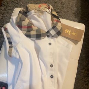 Burberry, white short sleeve polo shirt